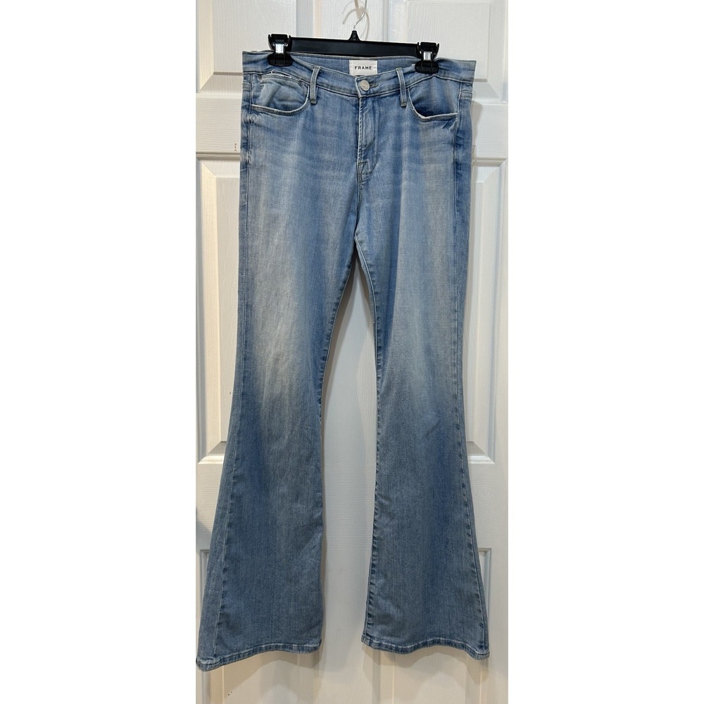 FRAME Le High Flare Jeans Size 28 Blue Medium Wash Comfort Stretch 70's Retro